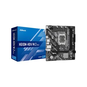 ASRock H610M-HDV/M.2 R2.0 Intel H610 LGA1700 Micro-ATX DDR4 Motherboard, PCIe 4.0, M.2 NVMe
