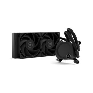 EKWB EK-Nucleus AIO CR240 Dark Liquid CPU Cooler, 240mm Radiator, 120mm Daisy-Chainable Fans, 2300RPM, 72 CFM, Black