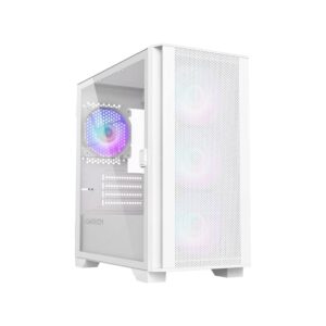 MONTECH AIR 100 ARGB Micro-ATX Gaming PC Case, 4x ARGB Fans, Fine Mesh Front Panel, Tempered Glass, White
