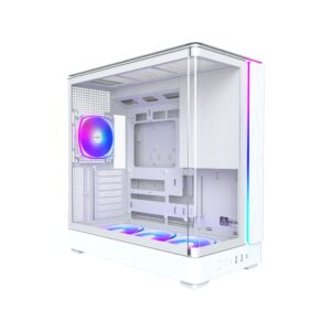 MONTECH KING 45 PRO ATX Mid Tower Gaming PC Case, 435mm GPU, 360mm Radiator Support, 3x 120mm Fans, White