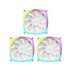 MONTECH RX120 3-in-1 PWM ARGB 120mm Case Fans, 1600RPM, 59 CFM, White