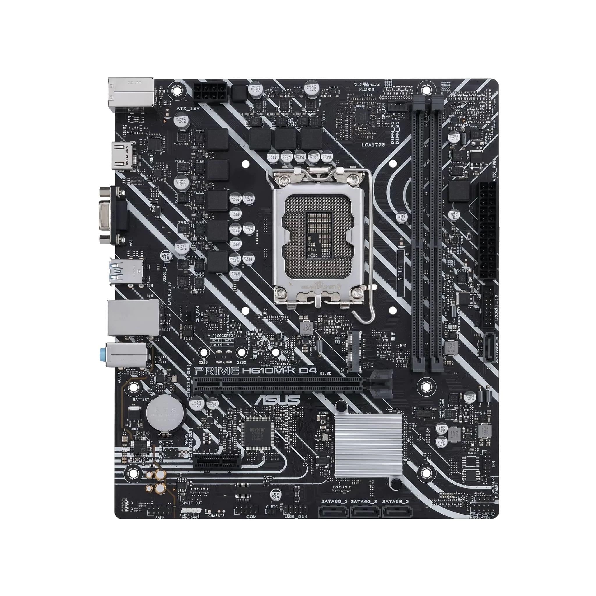 ASUS PRIME H610M-A WiFi D4 Intel H610 DDR4 Micro-ATX Motherboard, LGA1700, PCIe 4.0, WiFi 5