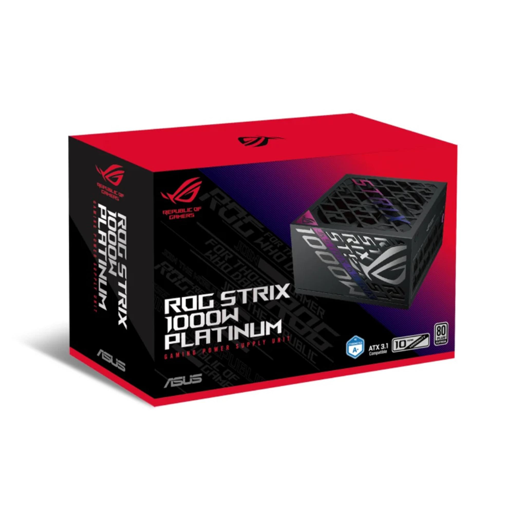 ASUS ROG Strix 1000W Platinum Fully Modular Power Supply, 80 Plus Platinum, ATX 3.1, PCIe 5.1, GaN MOSFET, 10-Year Warranty