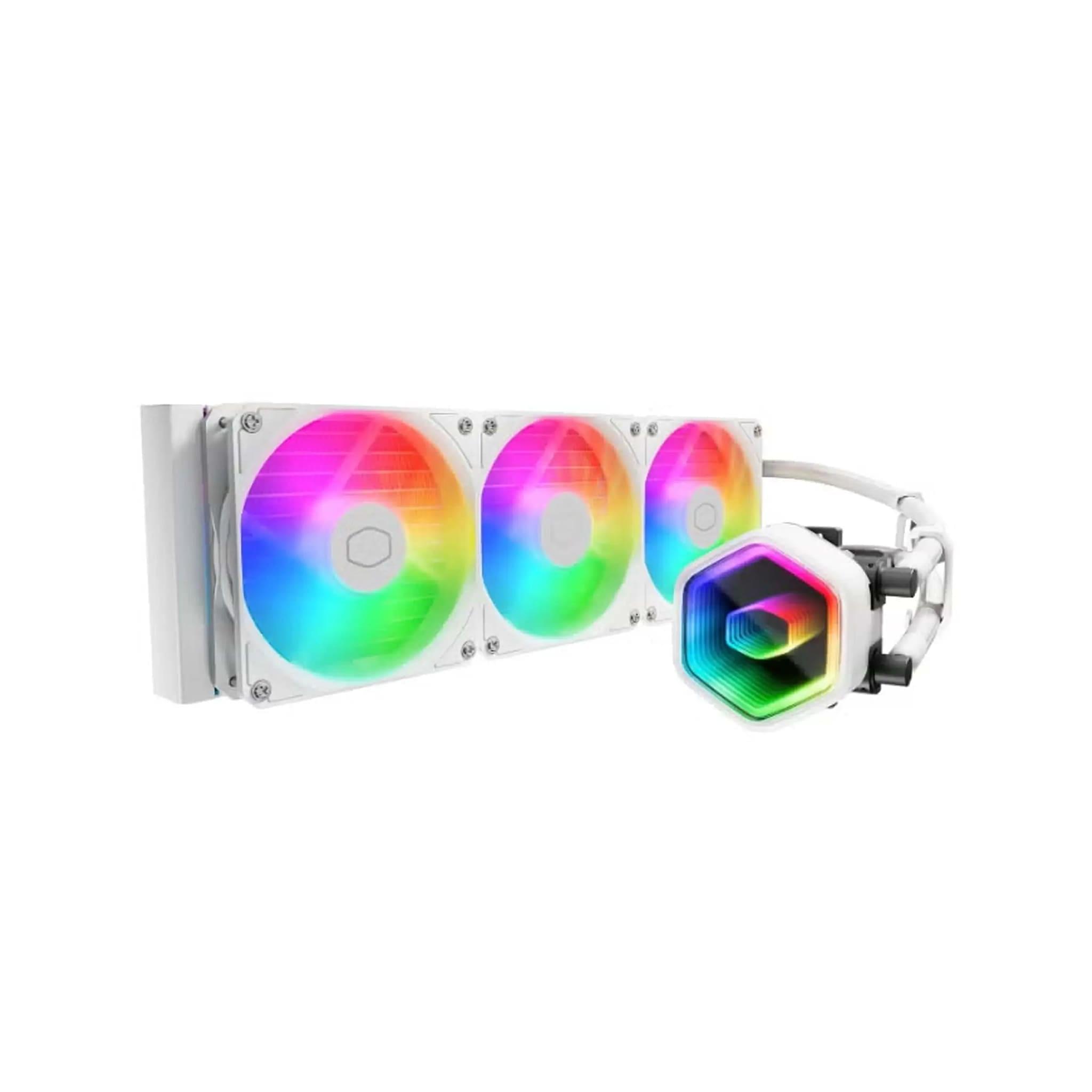 Cooler Master Liquid Core II 360 White ARGB AIO Liquid CPU Cooler, 360mm Radiator, Dual Chamber Pump, Intel & AMD Compatible
