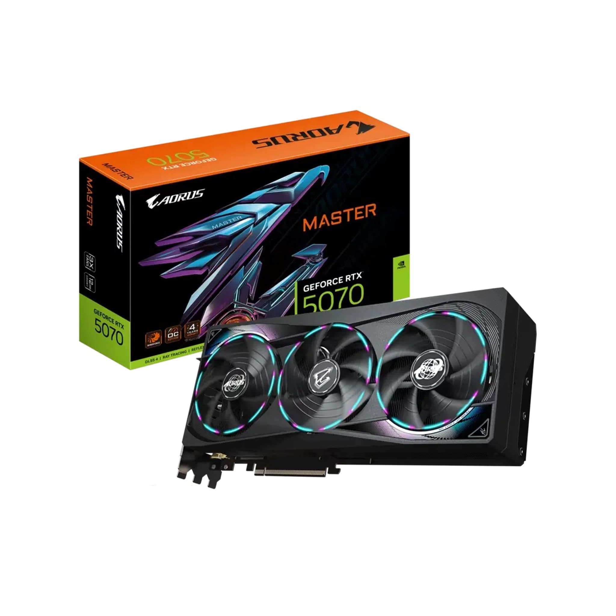 Gigabyte AORUS GeForce RTX 5070 MASTER 12G Graphic card, 12GB GDDR7, 28 Gbps 192 bit Memory, 6144 CUDA Cores, Max Boost 2715 MHz, DLSS4