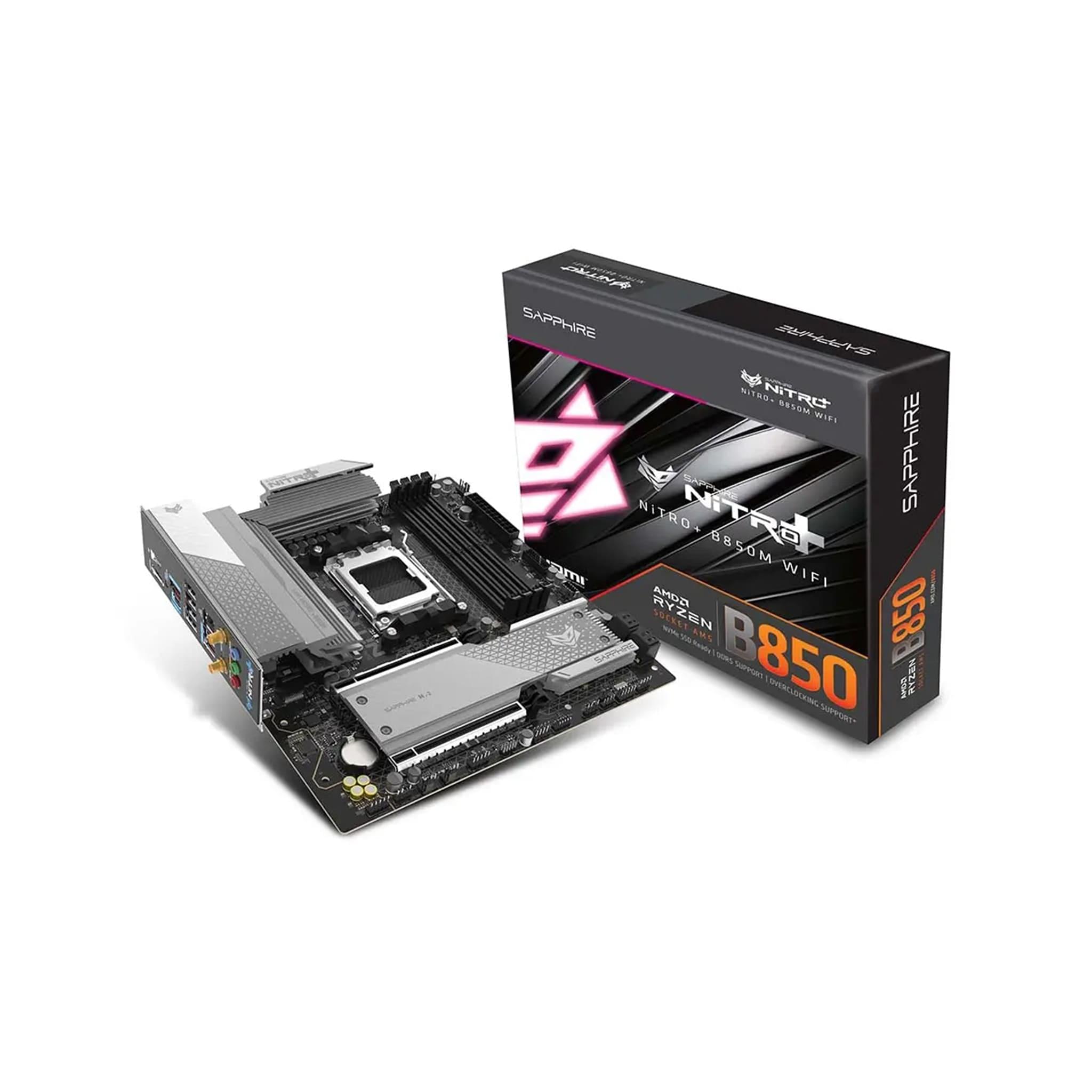 SAPPHIRE NITRO+ B850M WiFi AMD B850 AM5 DDR5 Micro-ATX Motherboard, PCIe 5.0, WiFi 7, 2.5Gb Ethernet