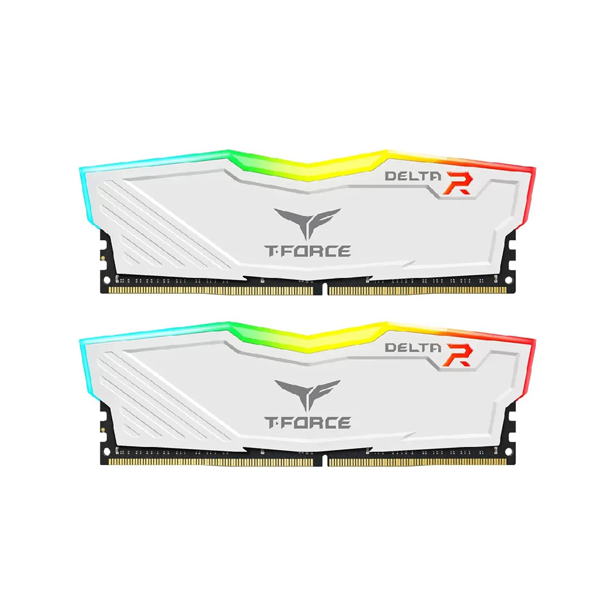 TEAMGROUP T-Force Delta RGB DDR4 RAM 16GB (2×8GB) 3600MHz CL18 Gaming Memory Kit, White
